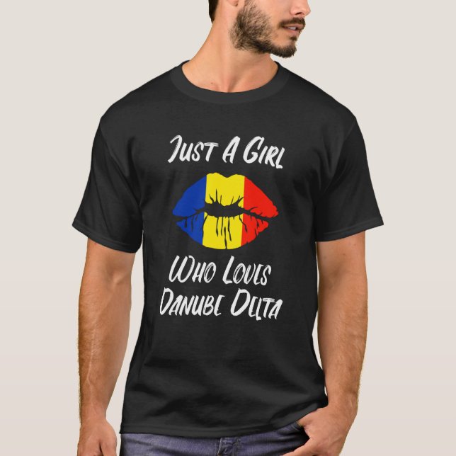 Lips Mouth Love Romanian Flag Danube Delta T-Shirt (Front)