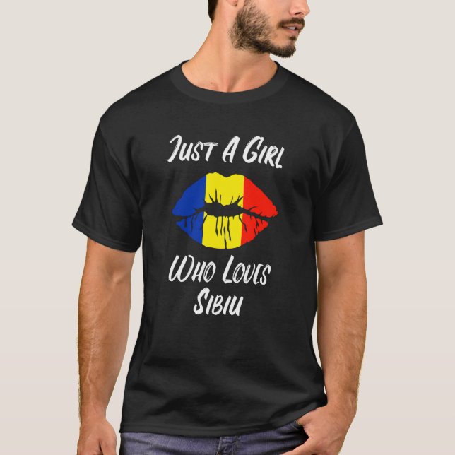 Lips Mouth Love Romanian Flag Sibiu T-Shirt (Front)