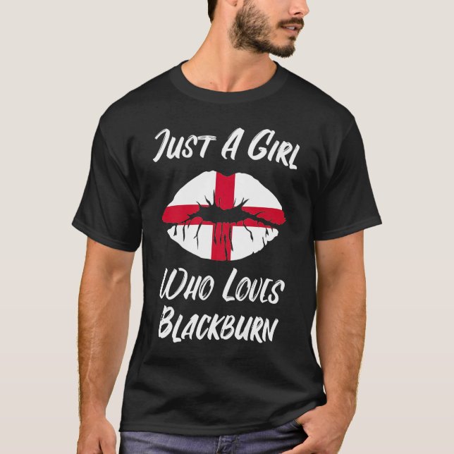 Lips Mouth Love Saint George's Cross Flag Blackbur T-Shirt (Front)