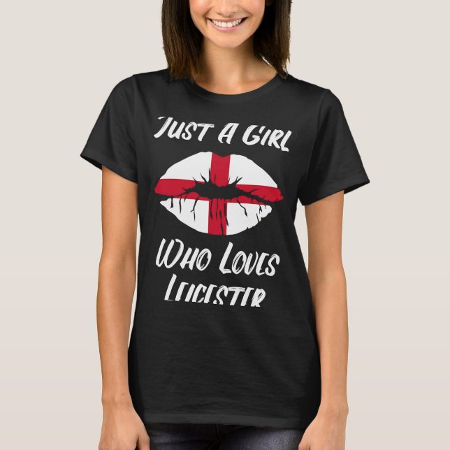 Lips Mouth Love Saint George's Cross Flag Leiceste T-Shirt (Front)