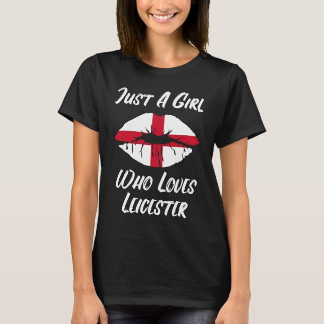 Lips Mouth Love Saint George's Cross Flag Leiceste T-Shirt (Front)