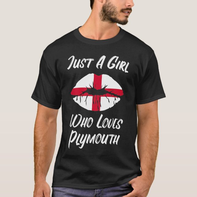 Lips Mouth Love Saint George's Cross Flag Plymouth T-Shirt (Front)