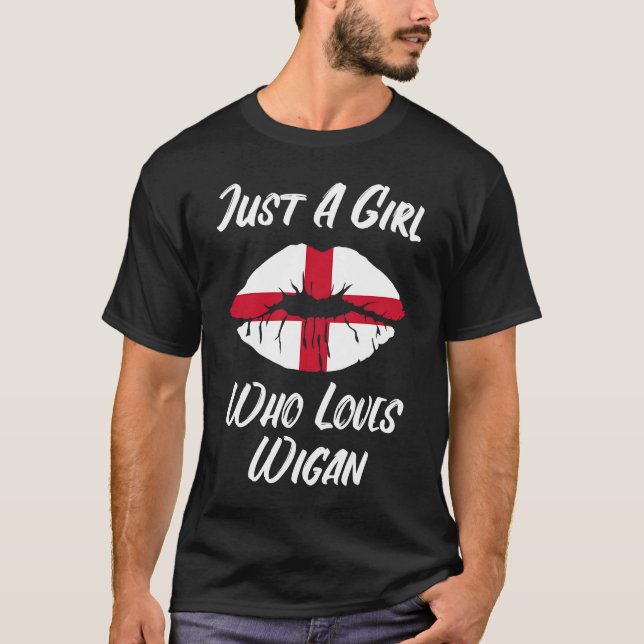 Lips Mouth Love Saint George's Cross Flag Wigan T-Shirt (Front)