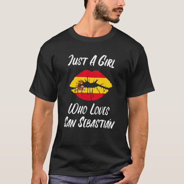 Lips Mouth Love Spanish Flag San Sebastian T-Shirt (Front)