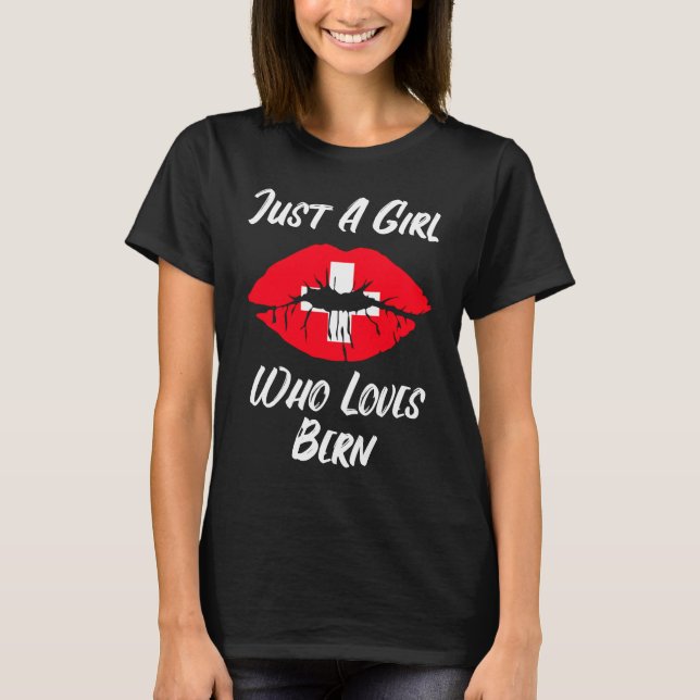 Lips Mouth Love Switzerland Flag Bern T-Shirt (Front)
