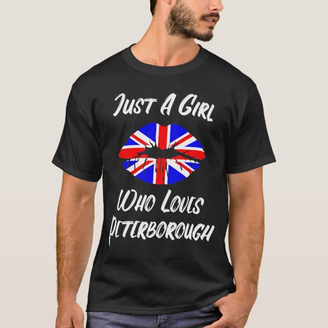 Lips Mouth Love Union Jack Flag Peterborough T-Shirt (Front)
