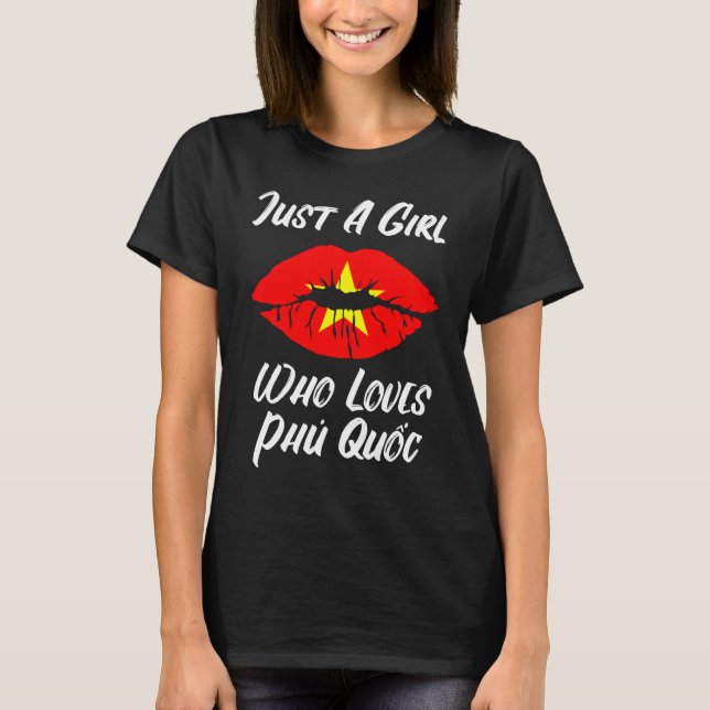 Lips Mouth Love Vietnamese Flag Phu Quoc T-Shirt (Front)