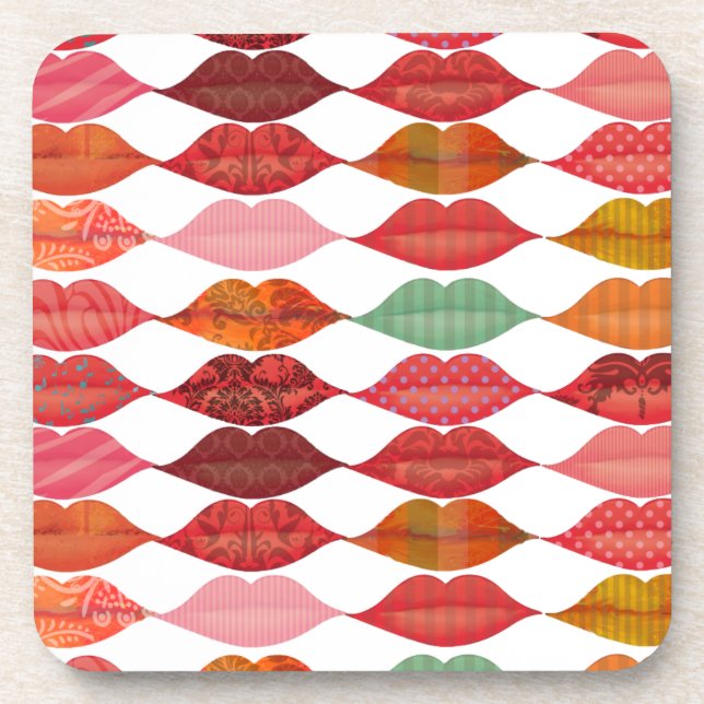 Lips Mrs. Hipster Vintage Retro Bride Coaster (Front)