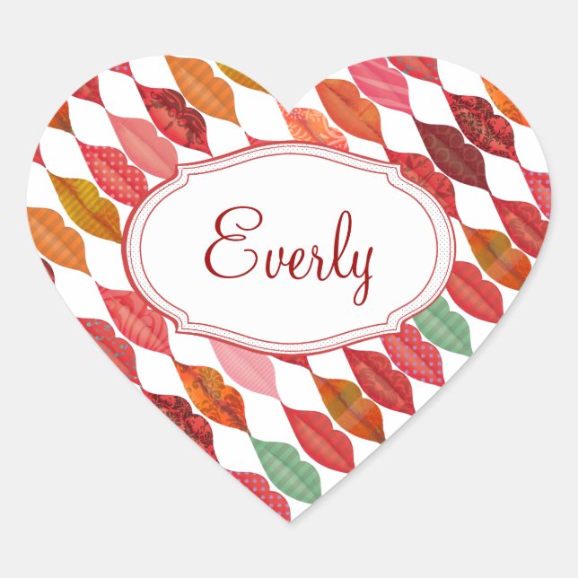 Lips Mrs. Hipster Vintage Retro Bride Heart Sticker (Front)