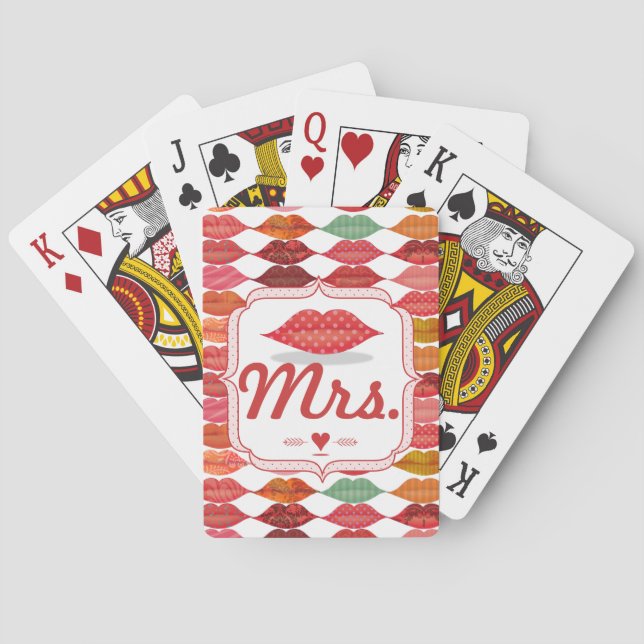 Lips Mrs. Hipster Vintage Retro Bride Playing Cards (Back)