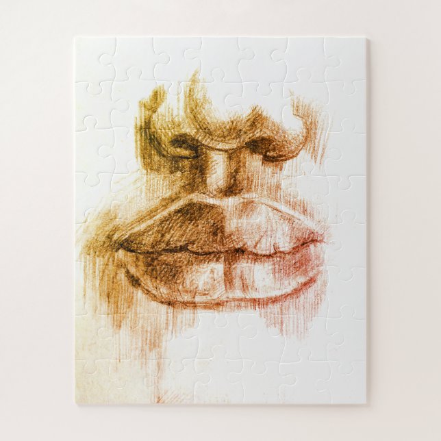 Lips & Nose Pencil  Drawing Puzzle (Vertical)