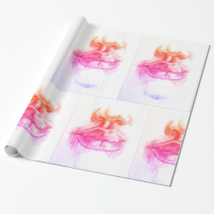 Lips & Nose Pencil Drawing Wrapping Paper