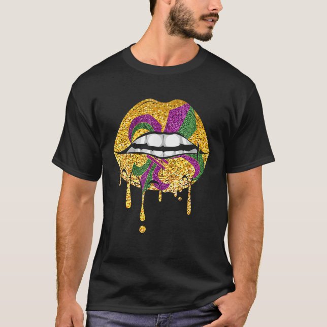 Lips Party Masquerade Costume Party Mardi Gras Gif T-Shirt (Front)