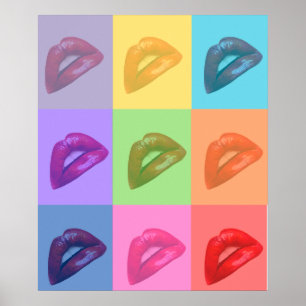 Lips Photo Pop Art Colourful Portrait Block  Poster