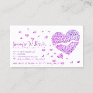 Lips purple Heart Gloss Lipstick Makeup Business Card