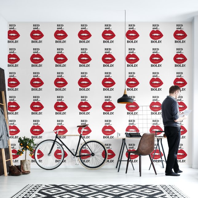 Lips Red and Bold Lips Wallpaper (Living Room)
