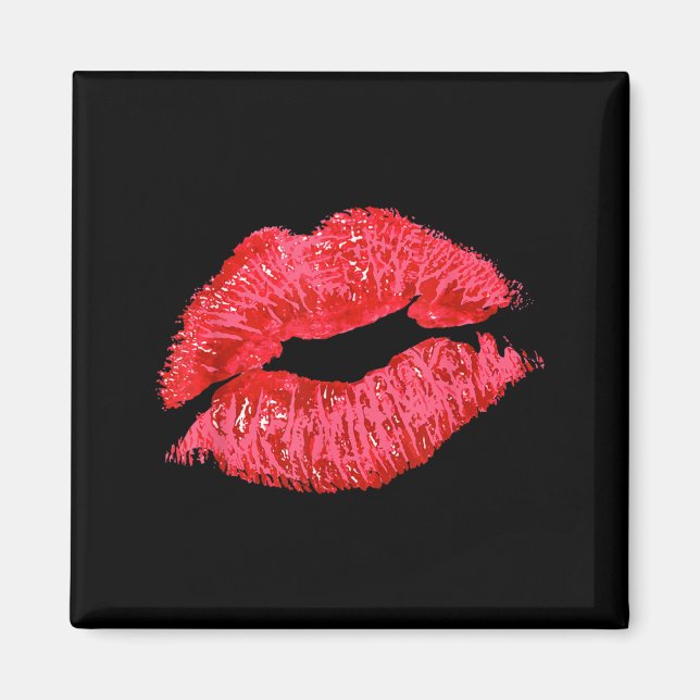 Lips Red Lipstick Kiss Magnet (Front)