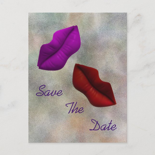 Lips Save The Date Commitment Ceremony Announcement Postcard (Front)