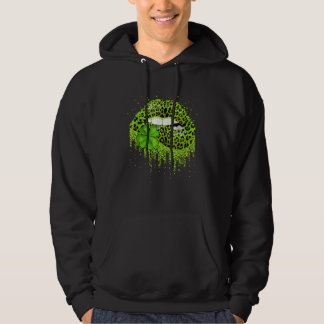 Lips Sexy Irish Leopard Print Shamrock Green St Pa Hoodie