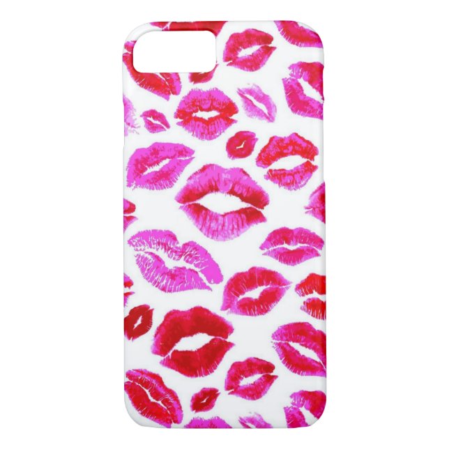 Lips sweet pink lipstick kiss. Cute makeup Case-Mate iPhone Case (Back)