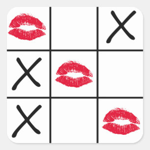 Lips Tic Tac Toe Square Sticker