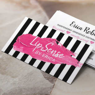 Lipsense Distributor Modern Stripes Makeup Artist Business Card