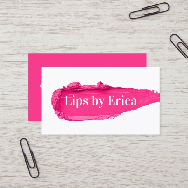 Lipsense Distributor Pink Lipstick Makeup Artist Business Card (Front/Back In Situ)
