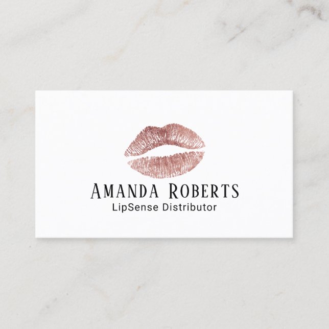 Lipsense Distributor Rose Gold Lips Elegant Business Card (Front)