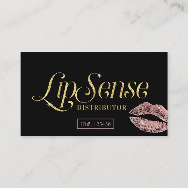 LipSense Distributor Rose Gold Lips Makeup Artist Business Card (Front)