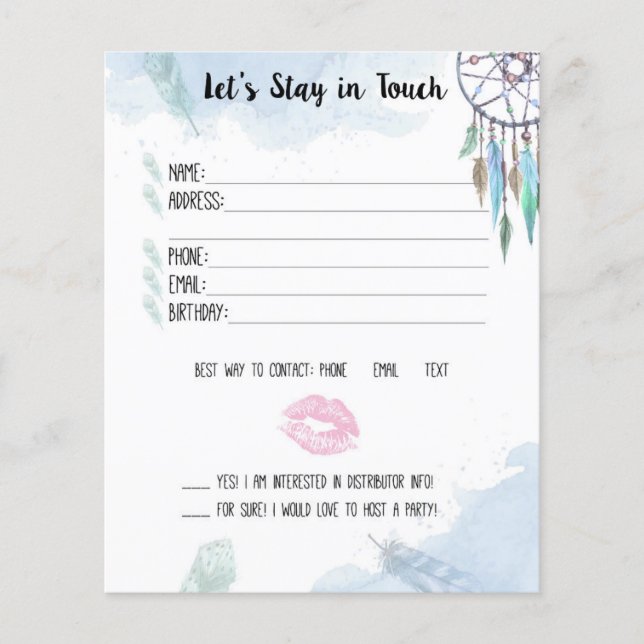 Lipsense Let stay in touch- customer contact card (Front)