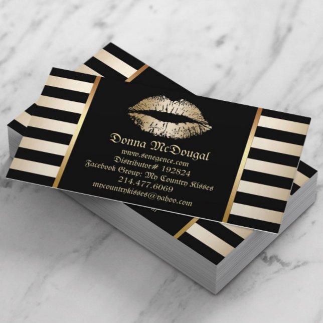 Lipsense Lipstick Distributor Modern Gold Lips Business Card (Creator Uploaded)