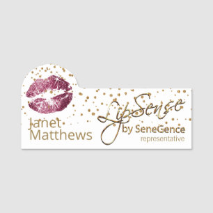 Lipsense Representative with Wine Lips Name Tag