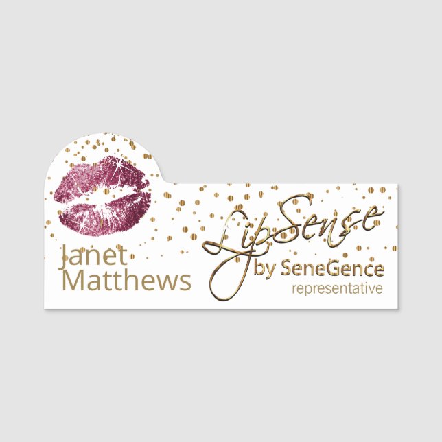 Lipsense Representative with Wine Lips Name Tag (Front)