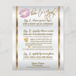 Lipsense Senegence Pink Glitter Lip Instructions Flyer