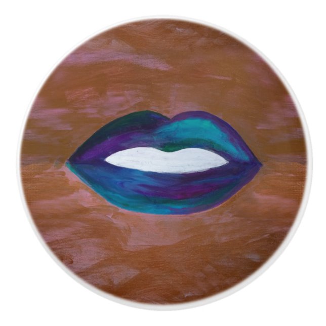 Lipstick Abstract | Girly Lips Kiss XOXO Diva Glam Ceramic Knob (Front)