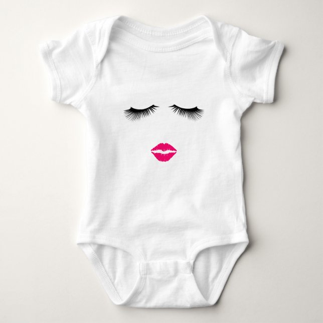 Lipstick and Eyelashes Baby Bodysuit (Front)