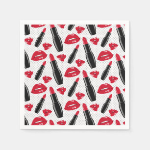 Lipstick And Lips Polka Dot Pattern Napkin