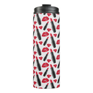 Lipstick And Lips Polka Dot Pattern Thermal Tumbler