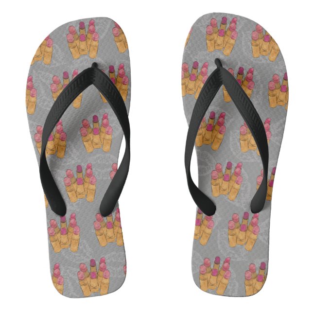Lipstick Array Makeup in Grey Flip Flops (Footbed)
