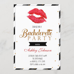 Lipstick bachelorette invitation