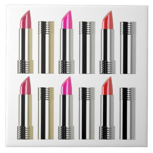 Lipstick beauty cosmetics chrome pink red tile