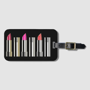 Lipstick beauty makeup cosmetic chrome pink red luggage tag