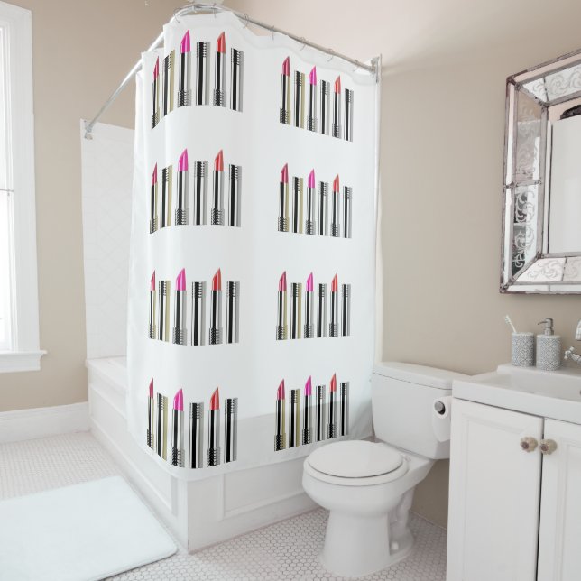 Lipstick beauty makeup glam girly cosmetics shower curtain (In Situ)