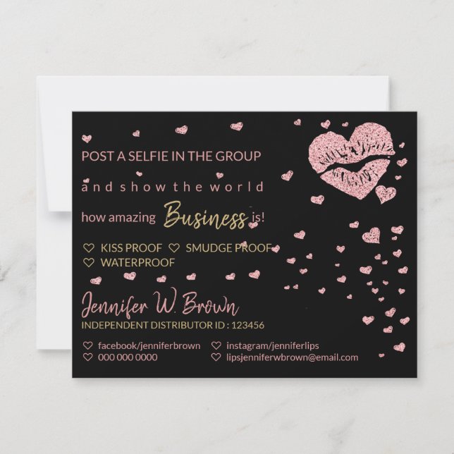 Lipstick Business pink heart lips selfie Invitation (Front)