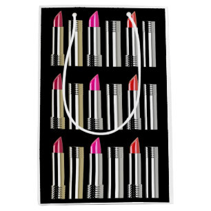 Lipstick chrome pink black cosmetology medium gift bag