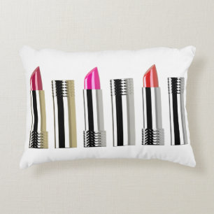 Lipstick chrome pink red cosmetic decorative cushion