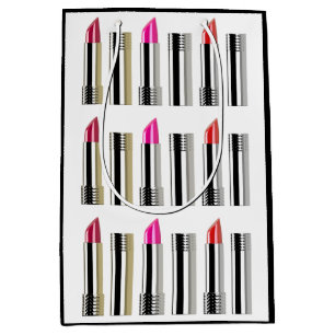 Lipstick chrome pink white cosmetology medium gift bag