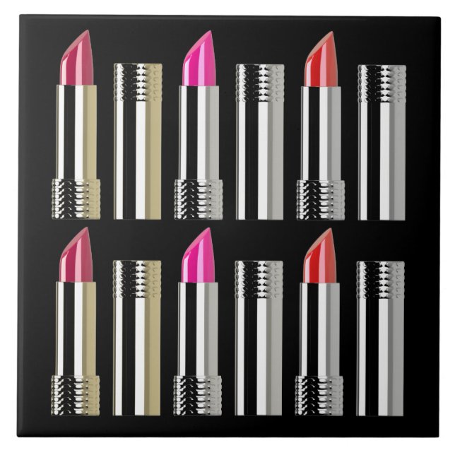 Lipstick cosmetic makeup chrome pink red tile (Front)