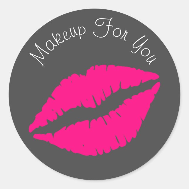 Lipstick design makeup business branding classic round sticker (Front)