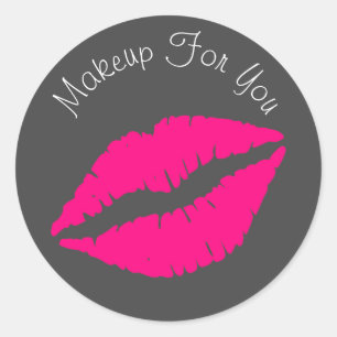 Lipstick design makeup business branding classic round sticker